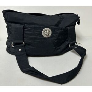 Baggalini Helsinki Black Hand Bag Large Turnlock Purse Bag